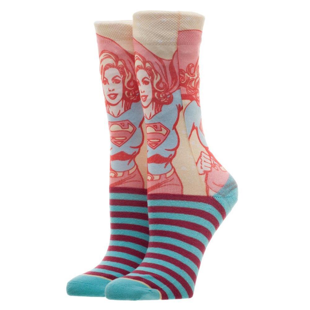 Supergirl Striped Women's Character Crew Socks 1 Pair DC Comics Super Girl
